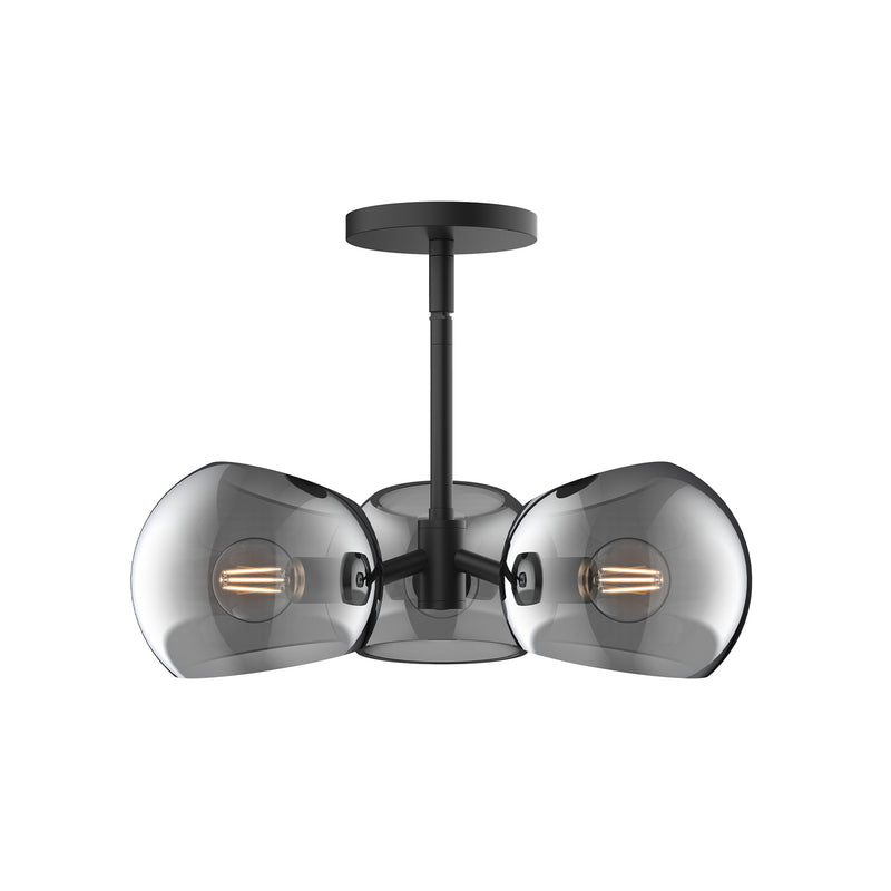 Alora - PD548315MBSM - Three Light Pendant - Willow - Matte Black/Smoked Solid Glass