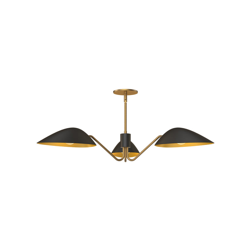Three Light Pendant<br /><span style="color:#4AB0CE;">Entrega: 4-10 dias en USA</span><br /><span style="color:#4AB0CE;font-size:60%;">PREGUNTE POR ENTREGA EN PANAMA</span><br />Collection: Oscar<br />Finish: Aged Gold/Matte Black