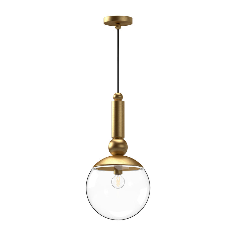 One Light Pendant<br /><span style="color:#4AB0CE;">Entrega: 4-10 dias en USA</span><br /><span style="color:#4AB0CE;font-size:60%;">PREGUNTE POR ENTREGA EN PANAMA</span><br />Collection: Delilah<br />Finish: Brushed Gold/Clear Glass