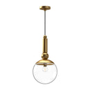 One Light Pendant<br /><span style="color:#4AB0CE;">Entrega: 4-10 dias en USA</span><br /><span style="color:#4AB0CE;font-size:60%;">PREGUNTE POR ENTREGA EN PANAMA</span><br />Collection: Delilah<br />Finish: Brushed Gold/Clear Glass