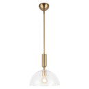 One Light Pendant<br /><span style="color:#4AB0CE;">Entrega: 4-10 dias en USA</span><br /><span style="color:#4AB0CE;font-size:60%;">PREGUNTE POR ENTREGA EN PANAMA</span><br />Collection: Jude<br />Finish: Brushed Gold/Clear Glass