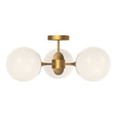Three Light Semi-Flush Mount<br /><span style="color:#4AB0CE;">Entrega: 4-10 dias en USA</span><br /><span style="color:#4AB0CE;font-size:60%;">PREGUNTE POR ENTREGA EN PANAMA</span><br />Collection: Nouveau<br />Finish: Aged Gold/Opal Matte Glass