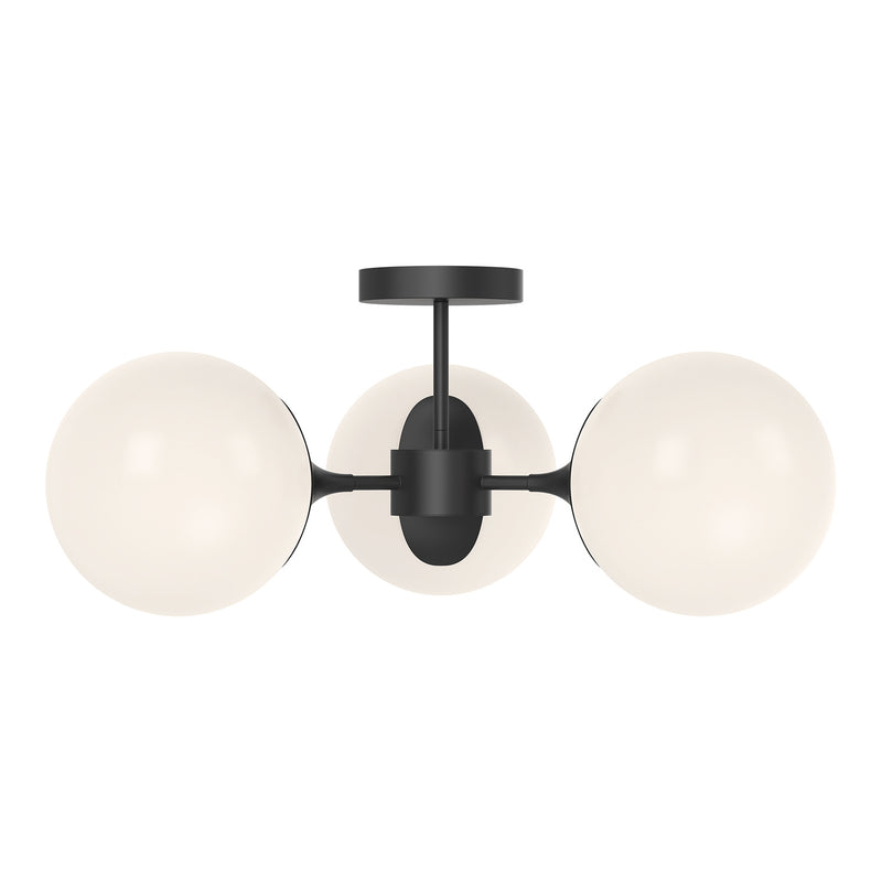 Three Light Semi-Flush Mount<br /><span style="color:#4AB0CE;">Entrega: 4-10 dias en USA</span><br /><span style="color:#4AB0CE;font-size:60%;">PREGUNTE POR ENTREGA EN PANAMA</span><br />Collection: Nouveau<br />Finish: Matte Black/Opal Matte Glass