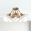 Five Light Semi-Flush Mount<br /><span style="color:#4AB0CE;">Entrega: 4-10 dias en USA</span><br /><span style="color:#4AB0CE;font-size:60%;">PREGUNTE POR ENTREGA EN PANAMA</span><br />Collection: Francesca<br />Finish: Aged Gold/Clear Glass