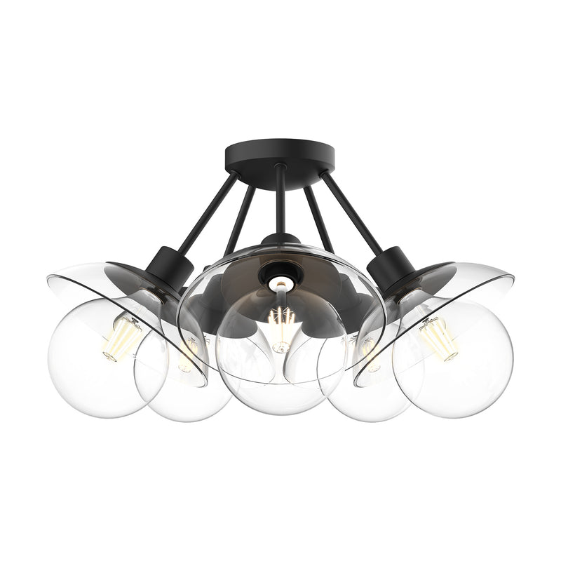 Alora - SF517220MBCL - Five Light Semi-Flush Mount - Francesca - Clear Glass/Matte Black