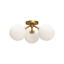 Three Light Semi-Flush Mount<br /><span style="color:#4AB0CE;">Entrega: 4-10 dias en USA</span><br /><span style="color:#4AB0CE;font-size:60%;">PREGUNTE POR ENTREGA EN PANAMA</span><br />Collection: Cassia<br />Finish: Aged Gold/Opal Matte Glass