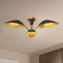 Three Light Semi-Flush Mount<br /><span style="color:#4AB0CE;">Entrega: 4-10 dias en USA</span><br /><span style="color:#4AB0CE;font-size:60%;">PREGUNTE POR ENTREGA EN PANAMA</span><br />Collection: Oscar<br />Finish: Aged Gold/Matte Black