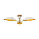 Three Light Semi-Flush Mount<br /><span style="color:#4AB0CE;">Entrega: 4-10 dias en USA</span><br /><span style="color:#4AB0CE;font-size:60%;">PREGUNTE POR ENTREGA EN PANAMA</span><br />Collection: Oscar<br />Finish: Aged Gold/White