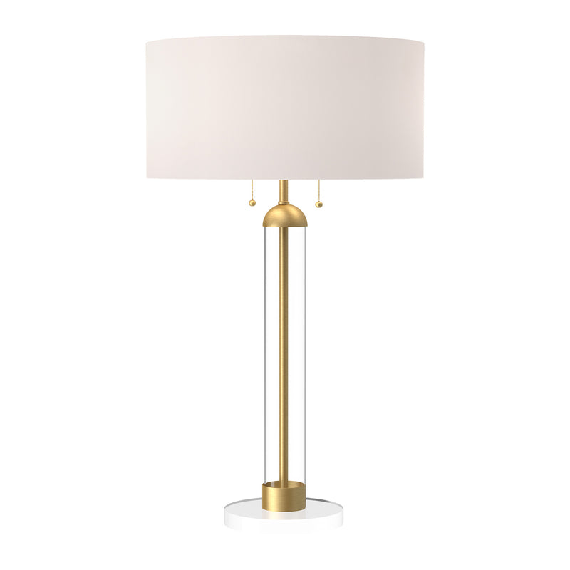 Two Light Table Lamp<br /><span style="color:#4AB0CE;">Entrega: 4-10 dias en USA</span><br /><span style="color:#4AB0CE;font-size:60%;">PREGUNTE POR ENTREGA EN PANAMA</span><br />Collection: Sasha<br />Finish: Brushed Gold/White Linen