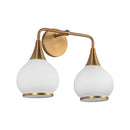 Two Light Bathroom Fixtures<br /><span style="color:#4AB0CE;">Entrega: 4-10 dias en USA</span><br /><span style="color:#4AB0CE;font-size:60%;">PREGUNTE POR ENTREGA EN PANAMA</span><br />Collection: Hazel<br />Finish: Aged Gold/Opal Matte Glass