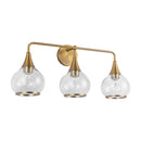 Three Light Bathroom Fixtures<br /><span style="color:#4AB0CE;">Entrega: 4-10 dias en USA</span><br /><span style="color:#4AB0CE;font-size:60%;">PREGUNTE POR ENTREGA EN PANAMA</span><br />Collection: Hazel<br />Finish: Aged Gold/Clear Glass