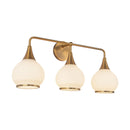 Three Light Bathroom Fixtures<br /><span style="color:#4AB0CE;">Entrega: 4-10 dias en USA</span><br /><span style="color:#4AB0CE;font-size:60%;">PREGUNTE POR ENTREGA EN PANAMA</span><br />Collection: Hazel<br />Finish: Aged Gold/Opal Matte Glass