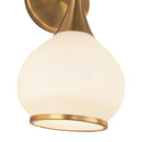 Three Light Bathroom Fixtures<br /><span style="color:#4AB0CE;">Entrega: 4-10 dias en USA</span><br /><span style="color:#4AB0CE;font-size:60%;">PREGUNTE POR ENTREGA EN PANAMA</span><br />Collection: Hazel<br />Finish: Aged Gold/Opal Matte Glass