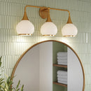 Three Light Bathroom Fixtures<br /><span style="color:#4AB0CE;">Entrega: 4-10 dias en USA</span><br /><span style="color:#4AB0CE;font-size:60%;">PREGUNTE POR ENTREGA EN PANAMA</span><br />Collection: Hazel<br />Finish: Aged Gold/Opal Matte Glass