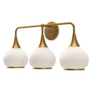 Three Light Bathroom Fixtures<br /><span style="color:#4AB0CE;">Entrega: 4-10 dias en USA</span><br /><span style="color:#4AB0CE;font-size:60%;">PREGUNTE POR ENTREGA EN PANAMA</span><br />Collection: Hazel<br />Finish: Aged Gold/Opal Matte Glass