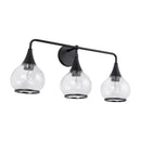 Three Light Bathroom Fixtures<br /><span style="color:#4AB0CE;">Entrega: 4-10 dias en USA</span><br /><span style="color:#4AB0CE;font-size:60%;">PREGUNTE POR ENTREGA EN PANAMA</span><br />Collection: Hazel<br />Finish: Clear Glass/Matte Black
