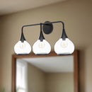 Alora - VL524326MBCL - Three Light Bathroom Fixtures - Hazel - Clear Glass/Matte Black