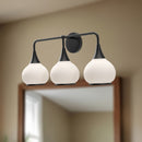 Alora - VL524326MBOP - Three Light Bathroom Fixtures - Hazel - Matte Black/Opal Matte Glass