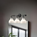 Alora - VL540322MBGO - Three Light Bathroom Fixtures - Westlake - Glossy Opal Glass/Matte Black