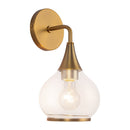 One Light Vanity<br /><span style="color:#4AB0CE;">Entrega: 4-10 dias en USA</span><br /><span style="color:#4AB0CE;font-size:60%;">PREGUNTE POR ENTREGA EN PANAMA</span><br />Collection: Hazel<br />Finish: Aged Gold/Clear Glass