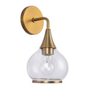 One Light Vanity<br /><span style="color:#4AB0CE;">Entrega: 4-10 dias en USA</span><br /><span style="color:#4AB0CE;font-size:60%;">PREGUNTE POR ENTREGA EN PANAMA</span><br />Collection: Hazel<br />Finish: Aged Gold/Clear Glass