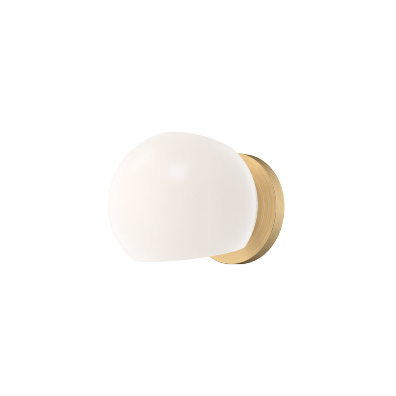One Light Vanity<br /><span style="color:#4AB0CE;">Entrega: 4-10 dias en USA</span><br /><span style="color:#4AB0CE;font-size:60%;">PREGUNTE POR ENTREGA EN PANAMA</span><br />Collection: Willow<br />Finish: Brushed Gold/Opal Matte Glass