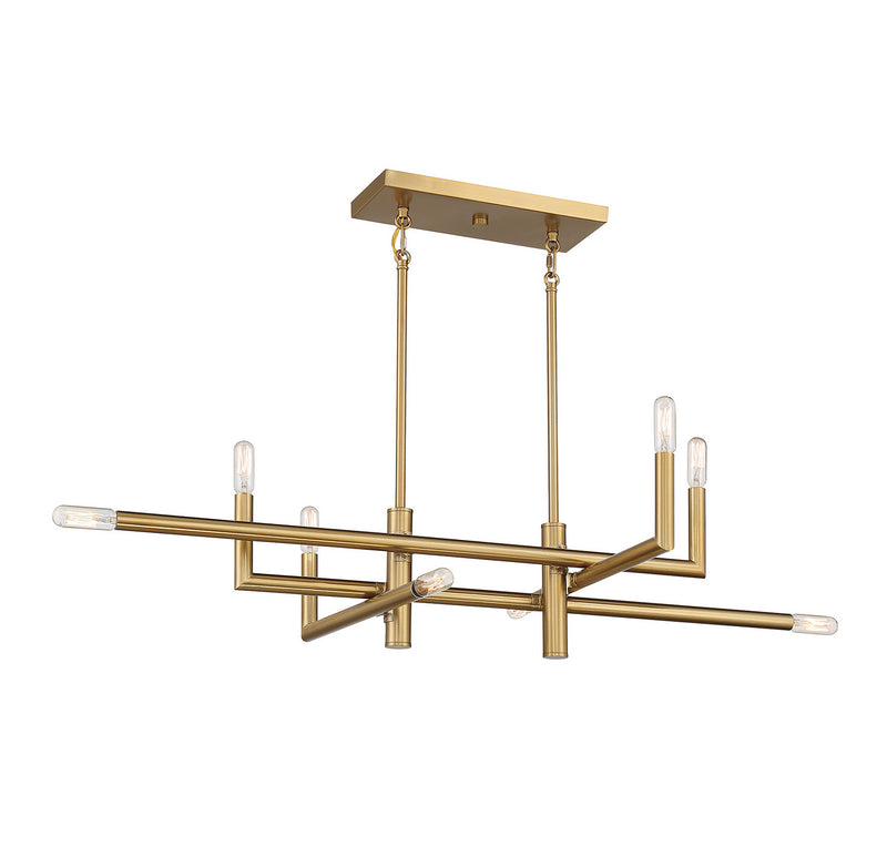 Eight Light Linear Chandelier<br /><span style="color:#4AB0CE;">Entrega: 4-10 dias en USA</span><br /><span style="color:#4AB0CE;font-size:60%;">PREGUNTE POR ENTREGA EN PANAMA</span><br />Collection: Cristofer<br />Finish: Warm Brass