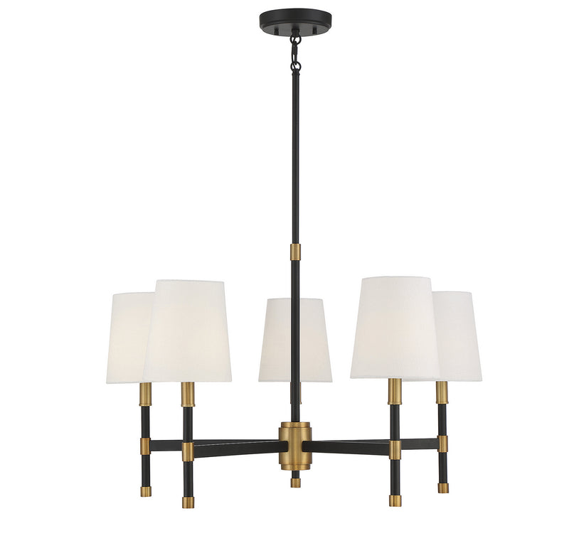 Five Light Chandelier<br /><span style="color:#4AB0CE;">Entrega: 4-10 dias en USA</span><br /><span style="color:#4AB0CE;font-size:60%;">PREGUNTE POR ENTREGA EN PANAMA</span><br />Collection: Brody<br />Finish: Matte Black with Warm Brass Accents