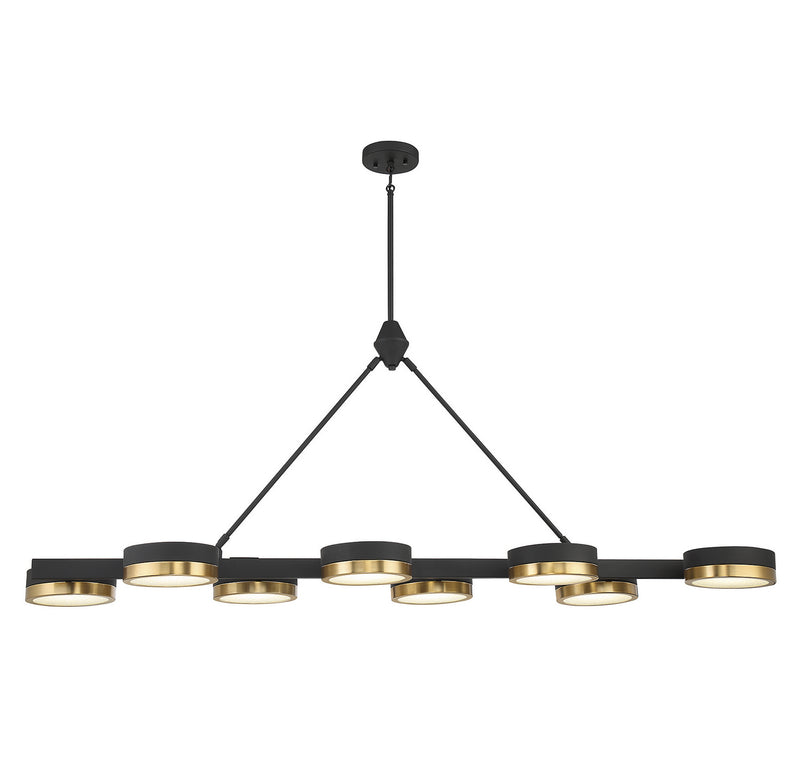 LED Linear Chandelier<br /><span style="color:#4AB0CE;">Entrega: 4-10 dias en USA</span><br /><span style="color:#4AB0CE;font-size:60%;">PREGUNTE POR ENTREGA EN PANAMA</span><br />Collection: Ashor<br />Finish: Matte Black with Warm Brass Accents