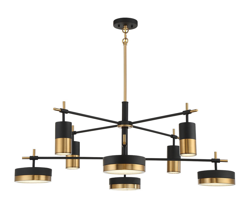 LED Chandelier<br /><span style="color:#4AB0CE;">Entrega: 4-10 dias en USA</span><br /><span style="color:#4AB0CE;font-size:60%;">PREGUNTE POR ENTREGA EN PANAMA</span><br />Collection: Ashor<br />Finish: Matte Black with Warm Brass Accents