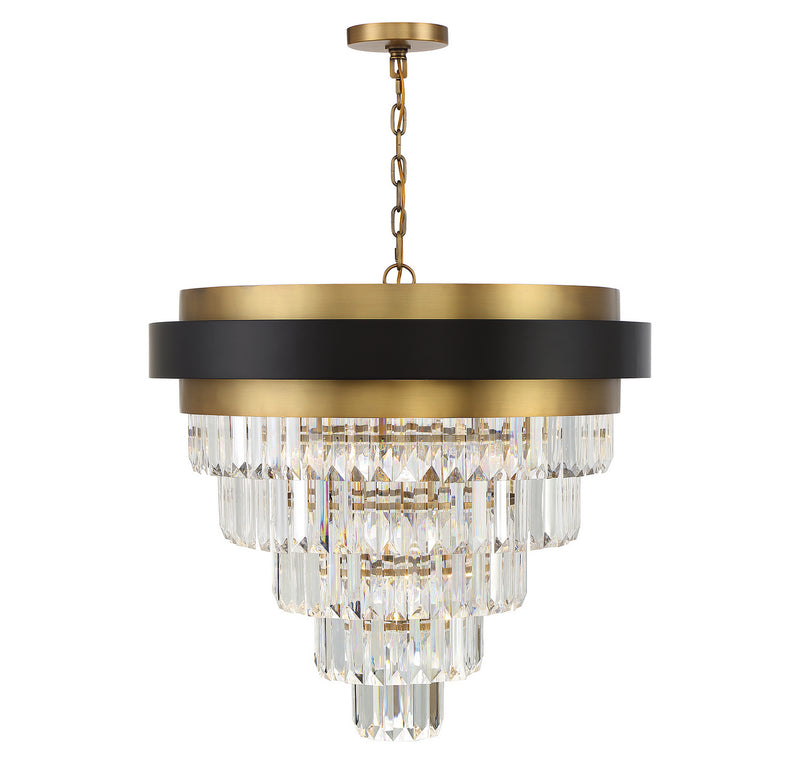 Nine Light Chandelier<br /><span style="color:#4AB0CE;">Entrega: 4-10 dias en USA</span><br /><span style="color:#4AB0CE;font-size:60%;">PREGUNTE POR ENTREGA EN PANAMA</span><br />Collection: Marquise<br />Finish: Matte Black with Warm Brass Accents