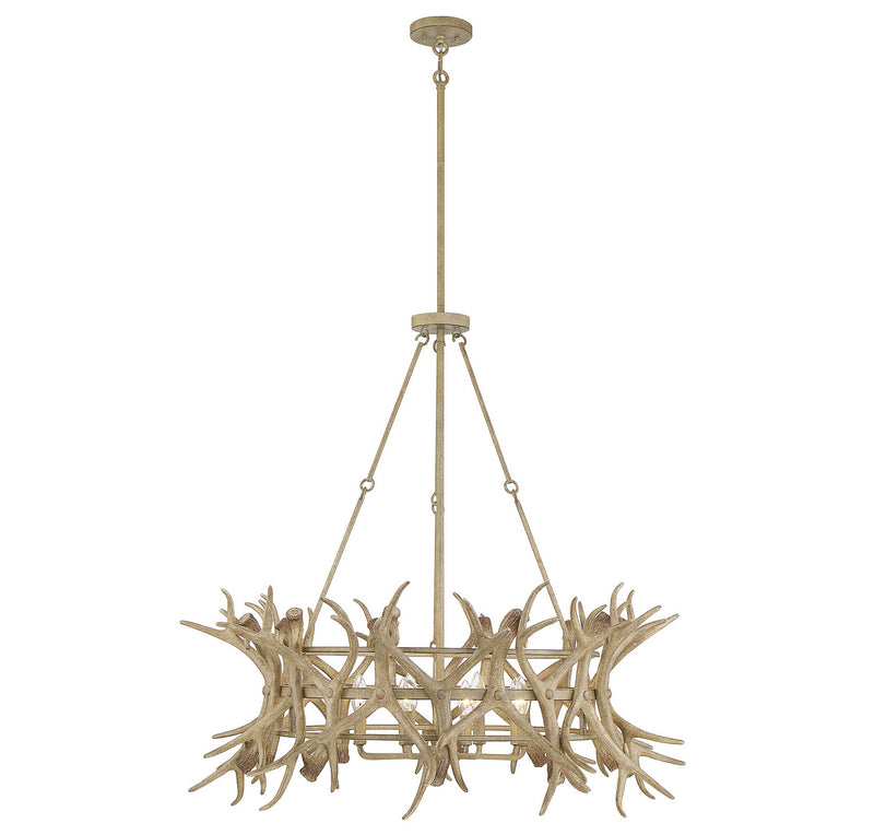 Eight Light Chandelier<br /><span style="color:#4AB0CE;">Entrega: 4-10 dias en USA</span><br /><span style="color:#4AB0CE;font-size:60%;">PREGUNTE POR ENTREGA EN PANAMA</span><br />Collection: Daniels<br />Finish: Natural Antler