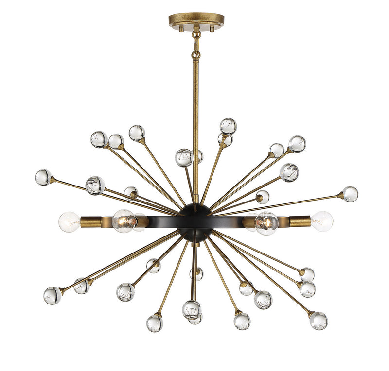 Six Light Chandelier<br /><span style="color:#4AB0CE;">Entrega: 4-10 dias en USA</span><br /><span style="color:#4AB0CE;font-size:60%;">PREGUNTE POR ENTREGA EN PANAMA</span><br />Collection: Ariel<br />Finish: Como Black with Gold