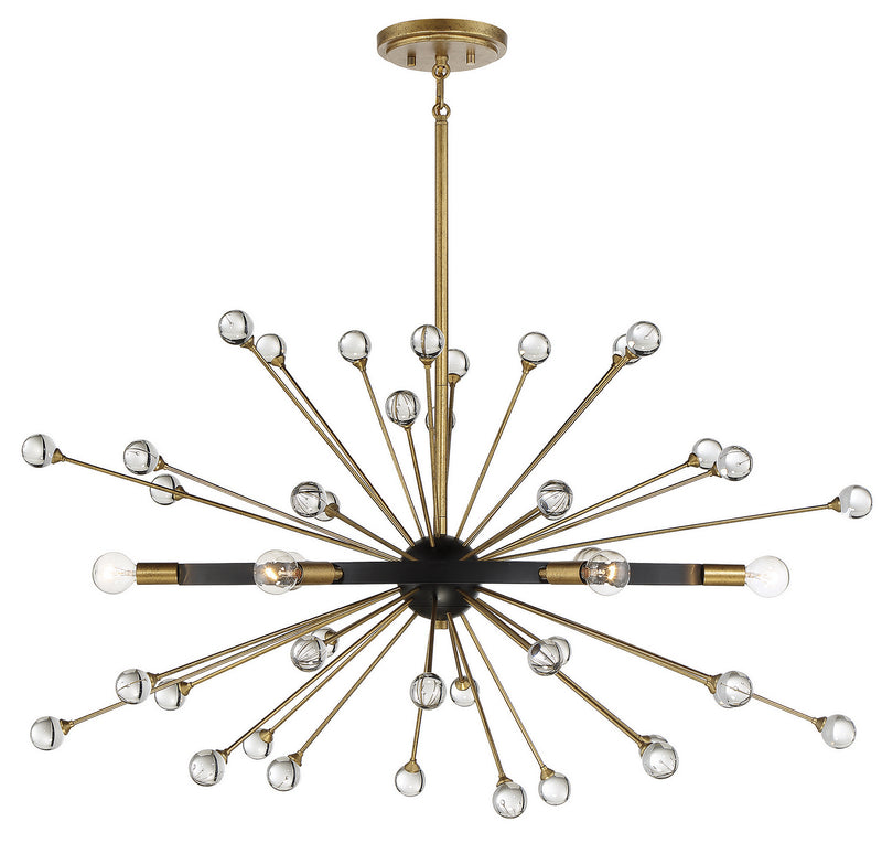 Six Light Chandelier<br /><span style="color:#4AB0CE;">Entrega: 2-3 semanas en USA</span><br /><span style="color:#4AB0CE;font-size:60%;">PREGUNTE POR ENTREGA EN PANAMA</span><br />Collection: Ariel<br />Finish: Como Black with Gold