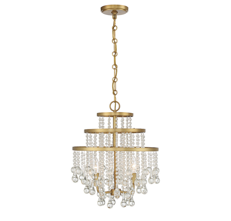 Three Light Mini Chandelier<br /><span style="color:#4AB0CE;">Entrega: 4-10 dias en USA</span><br /><span style="color:#4AB0CE;font-size:60%;">PREGUNTE POR ENTREGA EN PANAMA</span><br />Collection: Luna<br />Finish: Warm Brass