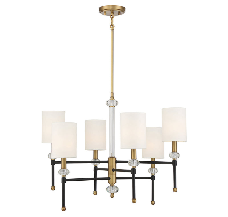 Six Light Chandelier<br /><span style="color:#4AB0CE;">Entrega: 4-10 dias en USA</span><br /><span style="color:#4AB0CE;font-size:60%;">PREGUNTE POR ENTREGA EN PANAMA</span><br />Collection: Tivoli<br />Finish: Matte Black with Warm Brass Accents