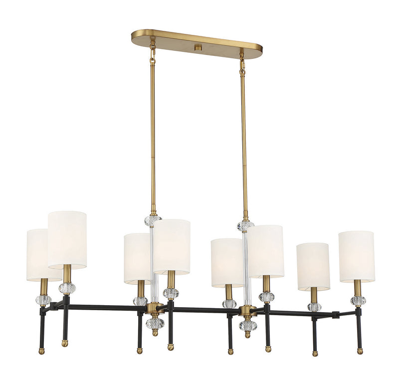 Eight Light Linear Chandelier<br /><span style="color:#4AB0CE;">Entrega: 4-10 dias en USA</span><br /><span style="color:#4AB0CE;font-size:60%;">PREGUNTE POR ENTREGA EN PANAMA</span><br />Collection: Tivoli<br />Finish: Matte Black with Warm Brass Accents