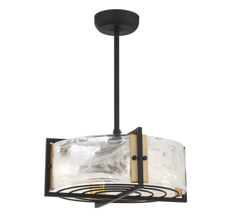 Four Light Fan D'lier<br /><span style="color:#4AB0CE;">Entrega: 4-10 dias en USA</span><br /><span style="color:#4AB0CE;font-size:60%;">PREGUNTE POR ENTREGA EN PANAMA</span><br />Collection: Hayward<br />Finish: Matte Black with Warm Brass Accents