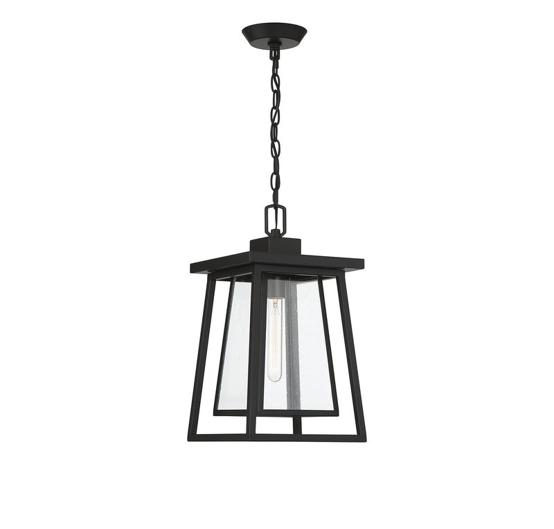 One Light Outdoor Hanging Lantern<br /><span style="color:#4AB0CE;">Entrega: 4-10 dias en USA</span><br /><span style="color:#4AB0CE;font-size:60%;">PREGUNTE POR ENTREGA EN PANAMA</span><br />Collection: Denver<br />Finish: Matte Black