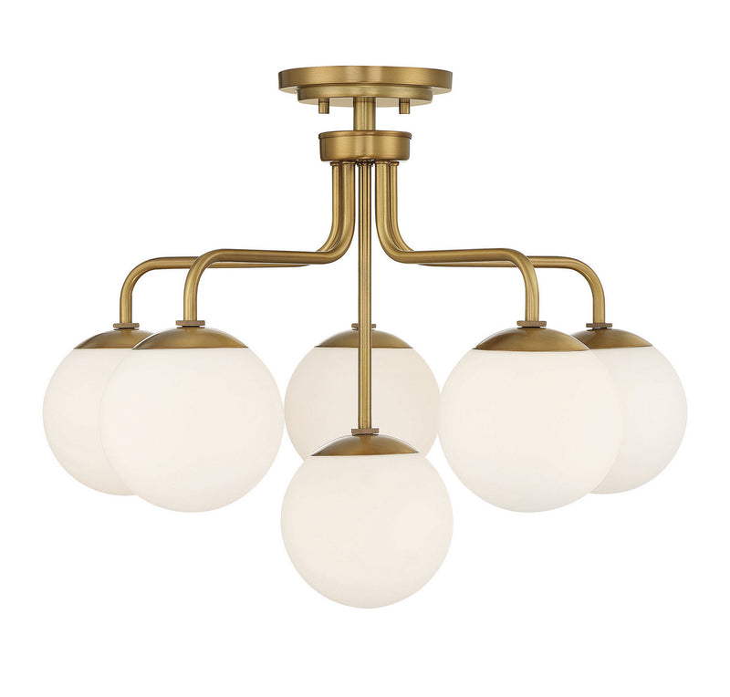 Six Light Semi-Flush Mount<br /><span style="color:#4AB0CE;">Entrega: 4-10 dias en USA</span><br /><span style="color:#4AB0CE;font-size:60%;">PREGUNTE POR ENTREGA EN PANAMA</span><br />Collection: Marco<br />Finish: Warm Brass