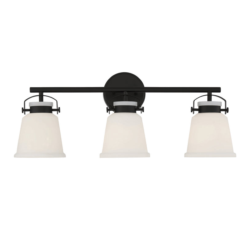 Three Light Bathroom Vanity<br /><span style="color:#4AB0CE;">Entrega: 3-4 semanas en USA</span><br /><span style="color:#4AB0CE;font-size:60%;">PREGUNTE POR ENTREGA EN PANAMA</span><br />Collection: Kaden<br />Finish: Matte Black