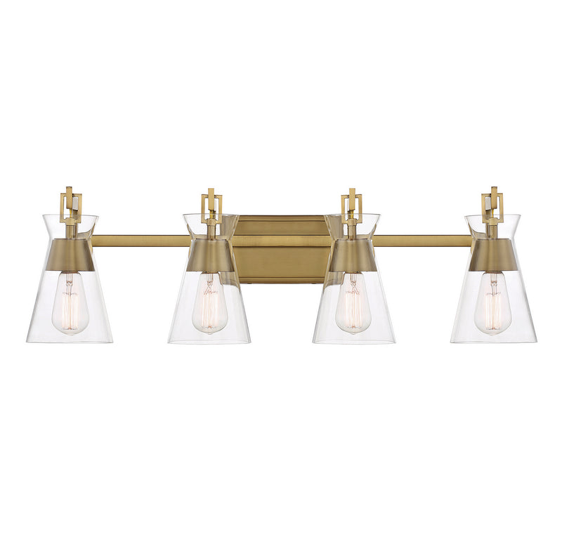 Four Light Bathroom Vanity<br /><span style="color:#4AB0CE;">Entrega: 4-10 dias en USA</span><br /><span style="color:#4AB0CE;font-size:60%;">PREGUNTE POR ENTREGA EN PANAMA</span><br />Collection: Lakewood<br />Finish: Warm Brass