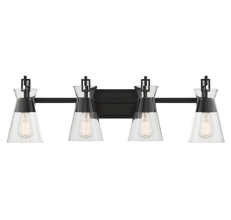 Four Light Bathroom Vanity<br /><span style="color:#4AB0CE;">Entrega: 4-10 dias en USA</span><br /><span style="color:#4AB0CE;font-size:60%;">PREGUNTE POR ENTREGA EN PANAMA</span><br />Collection: Lakewood<br />Finish: Matte Black