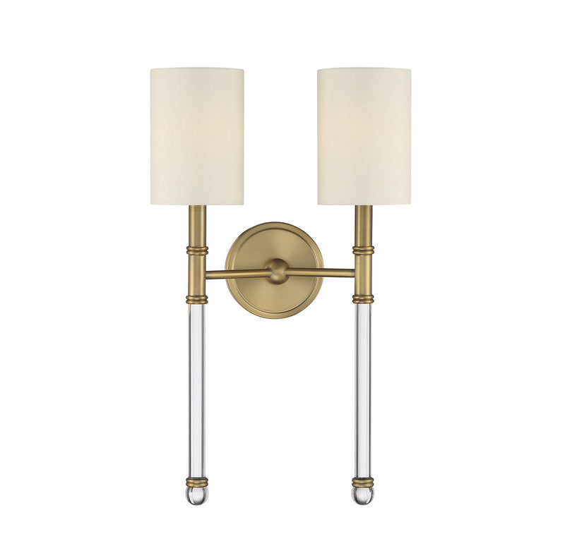 Two Light Wall Sconce<br /><span style="color:#4AB0CE;">Entrega: 4-10 dias en USA</span><br /><span style="color:#4AB0CE;font-size:60%;">PREGUNTE POR ENTREGA EN PANAMA</span><br />Collection: Fremont<br />Finish: Warm Brass