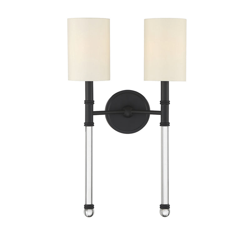 Two Light Wall Sconce<br /><span style="color:#4AB0CE;">Entrega: 4-10 dias en USA</span><br /><span style="color:#4AB0CE;font-size:60%;">PREGUNTE POR ENTREGA EN PANAMA</span><br />Collection: Fremont<br />Finish: Matte Black