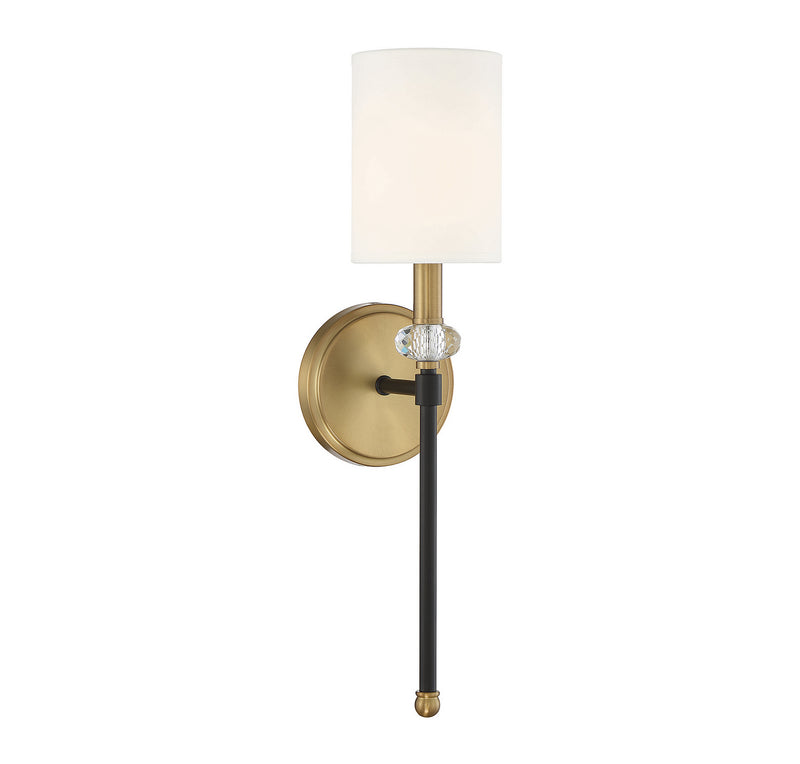 One Light Wall Sconce<br /><span style="color:#4AB0CE;">Entrega: 4-10 dias en USA</span><br /><span style="color:#4AB0CE;font-size:60%;">PREGUNTE POR ENTREGA EN PANAMA</span><br />Collection: Tivoli<br />Finish: Matte Black with Warm Brass Accents