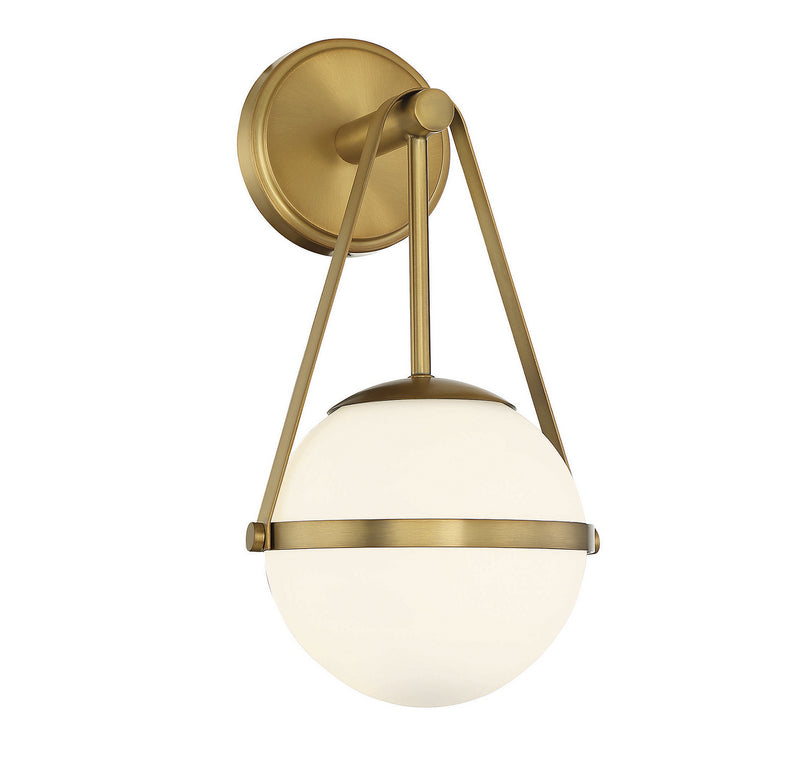 One Light Wall Sconce<br /><span style="color:#4AB0CE;">Entrega: 4-10 dias en USA</span><br /><span style="color:#4AB0CE;font-size:60%;">PREGUNTE POR ENTREGA EN PANAMA</span><br />Collection: Polson<br />Finish: Warm Brass