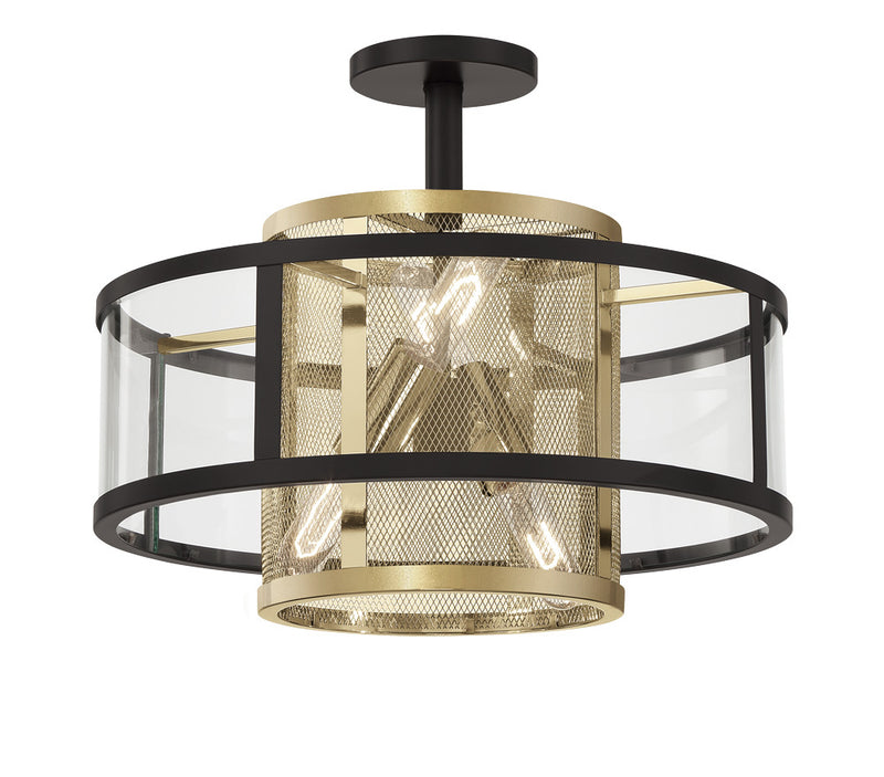 Four Light Convertible Semi Flush / Pendant<br /><span style="color:#4AB0CE;">Entrega: 4-10 dias en USA</span><br /><span style="color:#4AB0CE;font-size:60%;">PREGUNTE POR ENTREGA EN PANAMA</span><br />Collection: Soho<br />Finish: Coal And Soft Brass