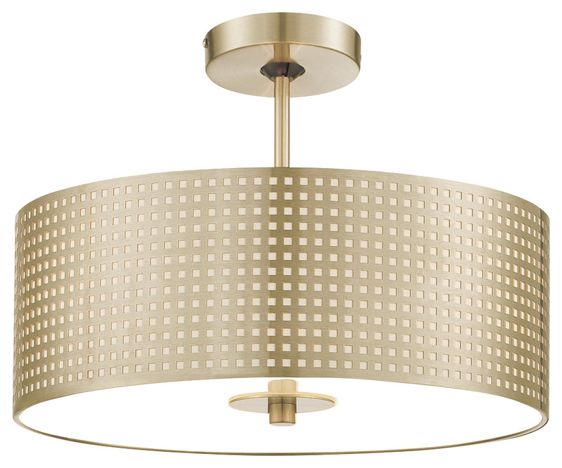 George Kovacs - P5747-695 - Three Light Semi Flush Mount - Grid - Soft Brass
