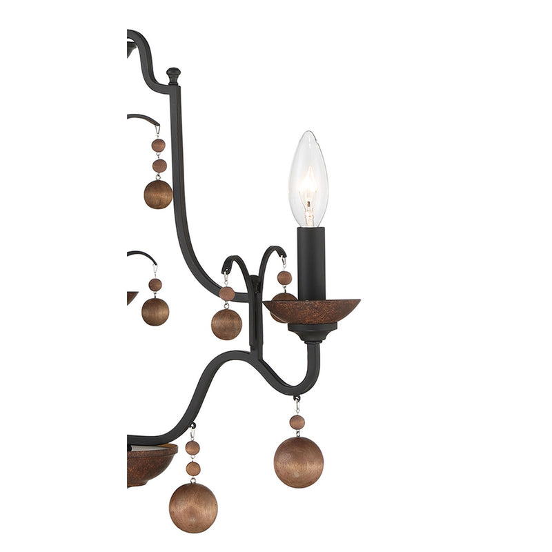 Three Light Chandelier<br /><span style="color:#4AB0CE;">Entrega: 4-10 dias en USA</span><br /><span style="color:#4AB0CE;font-size:60%;">PREGUNTE POR ENTREGA EN PANAMA</span><br />Collection: Colonial Charm<br />Finish: Old World Bronze w/Walnut